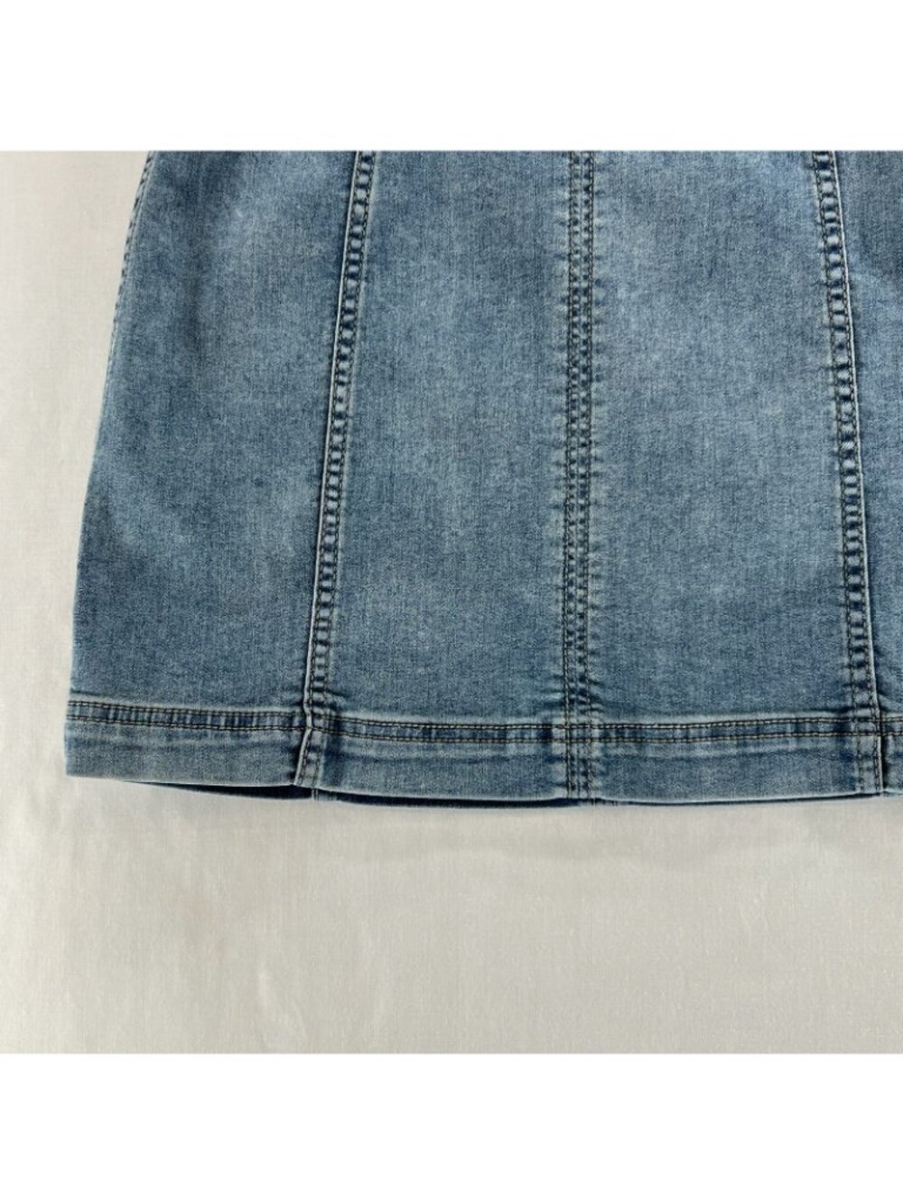 Free People Modern Femme Denim Mini Skirt Womens 6 Seamed High Rise Stretch Blue - Picture 7 of 12